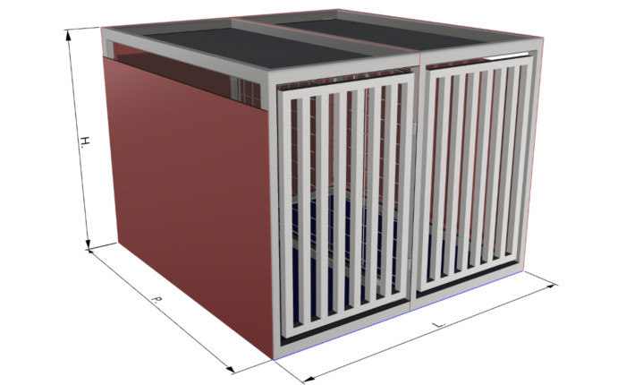 recinto in tubolare BOX con tetto in coibentato 6x2
